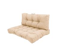 deco arts Coussins de Palette - Lot de 2 Matelas Palettes pour Salon de Jardin ou Banquette - Coussin Capitonné Moelleux Certifié Oeko-TEX - Traitement Déperlant - 120x80 cm, 9kg, Beige