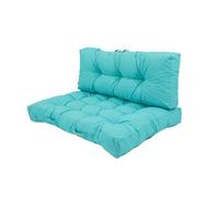 deco arts Coussins de Palette - Lot de 2 Matelas Palettes pour Salon de Jardin ou Banquette - Coussin Capitonné Moelleux Certifié Oeko-TEX - Traitement Déperlant - 120x80 cm, 9kg, Bleu Caraïbes