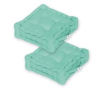 deco arts Coussins de Sol - Lot de 2 Coussins Carrés pour Salon ou Jardin - Coussin Capitonné avec Traitement Déperlant et Poignée de Transport - Certifié Oeko-TEX - 40x40 x 12 cm, Vert Mint