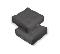 deco arts Lot de 2 Coussins de Sol Effet Lin 50 x 50 x 18 cm - Gris Chiné