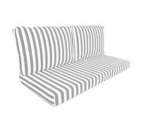 Déco Arts - Lot de 3 Coussins Déhoussables Salon Jardin 100x50 - Assise 100x50 + 2 Dossiers 50x35 cm - Imperméable Anti-UV - Remplacement Mobilier Jardin Terrasse Balcon Véranda - Rayures Gris Clair