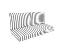Ensemble Coussins Salon Jardin 120x60 Rayure Gris Clair - Premium 270g (1 Assise + 2 Dossiers)