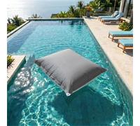 deco arts Pouf Extérieur Géant XXL 180x140cm Flottant Piscine - Pouf Jardin Imperméable Déhoussable - Garnissage 450L Billes Polystyrène - Gris Galet