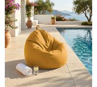 deco arts Pouf Poire Extérieur Géant Déhoussable, Rembourrage 200 L de Billes de Polystyrène Inclus, Taille XL Adulte et Enfant, 120x110 cm, Jaune