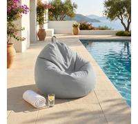 deco arts Pouf Poire Extérieur Géant Déhoussable, Rembourrage 200 L de Billes de Polystyrène Inclus, Taille XL Adulte et Enfant, 120x110 cm, Gris Galet
