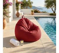 deco arts Pouf Poire Extérieur Géant Déhoussable, Rembourrage 200 L de Billes de Polystyrène Inclus, Taille XL Adulte et Enfant, 120x110 cm, Rouge