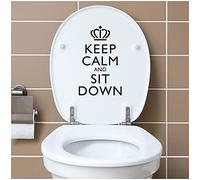 Déco autocollant couvercle WC salle de bain toilettes Funsticker siège de toilette couvercle de WC phrase rigolote autocollant (K153-05 keep calm)