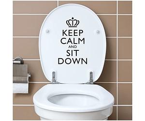 Déco autocollant couvercle WC salle de bain toilettes Funsticker siège de toilette couvercle de WC phrase rigolote autocollant (K153-05 keep calm)