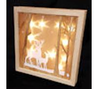 Déco bois 3D renne avec LED - 30 cm - 23102415