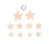 Déco Bois Etoiles, Fsc Mix Credit,Assort, Nature, 3,5 - 7,5cmø,+ Cordon 0,5m, 10 Pièces