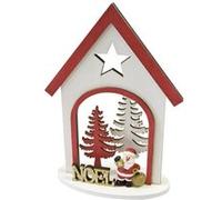déco bois maison père noël résine 15x8x4cm rouge - hobi dek0643rou Rouge G