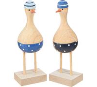 Déco Bois Mouettes Bleu Foncé 14cm Set 6 Figurines Maritimes