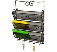 Deco Brothers DecoBros Porte-lettres mural à 3 niveaux avec porte-clés Bronze