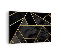 Deco Cadre Décoration Salon Abstraction Or Noir Moderne Impression sur Toile 120x80cm Image Tableau Decoration Murale Chambre Horizontal Art Wall Grand Tableaux Decoratifs Muraux AA120x80-4358