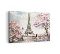Deco Cadre Décoration Salon Arbres Eiffle Couple France Moderne Impression sur Toile 120x80cm Image Tableau Decoration Murale Chambre Horizontal Art Wall Tableaux Decoratifs Muraux AA120x80-3147