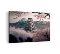 Deco Cadre Décoration Salon Asie Japon Cerise Japonaise Moderne Impression sur Toile 120x80cm Image Tableau Decoration Murale Chambre Horizontal Art Wall Tableaux Decoratifs Muraux AA120x80-5734