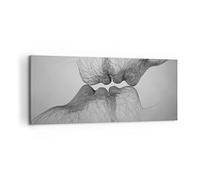 Deco Cadre Décoration Salon Baiser Amour Couple Moderne Impression sur Toile 120x50cm Image Tableau Decoration Murale Chambre Panoramique Art Wall Grand Tableaux Decoratifs Muraux AB120x50-4967