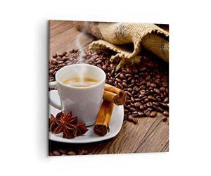 Deco Cadre Décoration Salon Café noir déjeuner chocolat Moderne Impression sur Toile 50x50cm Image Tableau Decoration Murale Chambre Cuisine Carré Art Wall Tableaux Decoratifs Muraux AC50x50-2152