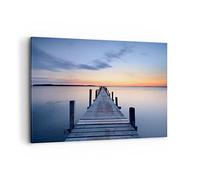 Deco Cadre Décoration Salon Coucher de soleil lac eau pont Moderne Impression sur Toile 120x80cm Image Tableau Decoration Murale Chambre Horizontal Art Wall Tableaux Decoratifs Muraux AA120x80-2508
