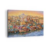 Deco Cadre Décoration Salon Couleurs Ville Turquie Moderne Impression sur Toile 120x80cm Image Tableau Decoration Murale Chambre Horizontal Art Wall Grand Tableaux Decoratifs Muraux AA120x80-4987