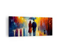 Deco Cadre Décoration Salon Couple Romantique Marcher Moderne Impression sur Toile 120x50cm Image Tableau Decoration Murale Chambre Panoramique Art Wall Grand Tableaux Decoratifs Muraux AB120x50-6011
