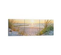 Deco Cadre Décoration Salon dune plage mer Moderne Impression sur Toile 150x50cm Image Tableau Decoration Murale Chambre Triptyque 3 parties Art Wall Grand Tableaux Decoratifs Muraux CA150x50-3989