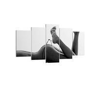Deco Cadre Décoration Salon Femme Nu Pose Moderne Impression sur Toile 160x85cm Image Tableau Decoration Murale Chambre Triptyque 5 parties Art Wall Grand Tableaux Decoratifs Muraux EA160x85-0105