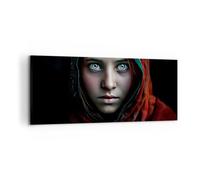 Deco Cadre Décoration Salon Fille Portrait Pakistan Moderne Impression sur Toile 120x50cm Image Tableau Decoration Murale Chambre Panoramique Art Wall Grand Tableaux Decoratifs Muraux AB120x50-5852