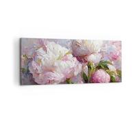 Deco Cadre Décoration Salon Fleurs Pivoines Classicisme Moderne Impression sur Toile 120x50cm Image Tableau Decoration Murale Chambre Panoramique Art Wall Tableaux Decoratifs Muraux AB120x50-5975