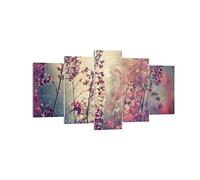 Deco Cadre Décoration Salon Fleurs Pluie Lumière Moderne Impression sur Toile 160x85cm Image Tableau Decoration Murale Chambre Triptyque 5 parties Art Wall Tableaux Decoratifs Muraux EA160x85-4218