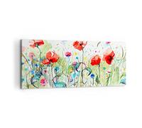 Deco Cadre Décoration Salon Fleurs Prairie feuille nature Moderne Impression sur Toile 120x50cm Image Tableau Decoration Murale Chambre Panoramique Art Wall Tableaux Decoratifs Muraux AB120x50-3076