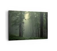 Deco Cadre Décoration Salon forêt brouillard arbre Moderne Impression sur Toile 120x80cm Image Tableau Decoration Murale Chambre Horizontal Art Wall Grand Tableaux Decoratifs Muraux AA120x80-3543