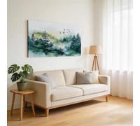 Deco Cadre Décoration Salon Forêt Pin Impression sur Toile 140L x 70W cm Image Tableau Decoration Murale Cuisine Animaux minimalistes surréalistes Horizontal Art Wall Tableaux Decoratifs Muraux