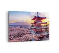 Deco Cadre Décoration Salon Fuji Choreito Pagode Moderne Impression sur Toile 120x80cm Image Tableau Decoration Murale Chambre Horizontal Art Wall Grand Tableaux Decoratifs Muraux AA120x80-4547