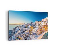 Deco Cadre Décoration Salon Grèce île été Moderne Impression sur Toile 120x80cm Image Tableau Decoration Murale Chambre Cuisine Horizontal Art Wall Grand Tableaux Decoratifs Muraux AA120x80-4062