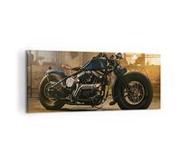 Deco Cadre Décoration Salon Harley-Davidson Moto Moteur Moderne Impression sur Toile 120x50cm Image Tableau Decoration Murale Chambre Panoramique Art Wall Tableaux Decoratifs Muraux AB120x50-4233