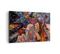 Deco Cadre Décoration Salon jazz musique groupe Moderne Impression sur Toile 120x80cm Image Tableau Decoration Murale Chambre Horizontal Art Wall Grand Tableaux Decoratifs Muraux AA120x80-3481