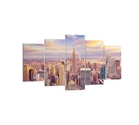 Deco Cadre Décoration Salon La ville de New York Moderne Impression sur Toile 160x85cm Image Tableau Decoration Murale Chambre Triptyque 5 parties Art Wall Tableaux Decoratifs Muraux EA160x85-3638