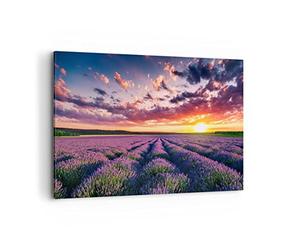 Deco Cadre Décoration Salon lavande montagnes champ Moderne Impression sur Toile 120x80cm Image Tableau Decoration Murale Chambre Horizontal Art Wall Grand Tableaux Decoratifs Muraux AA120x80-3816