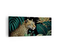 Deco Cadre Décoration Salon Léopard Jungle Tropical Moderne Impression sur Toile 120x50cm Image Tableau Decoration Murale Chambre Panoramique Art Wall Grand Tableaux Decoratifs Muraux AB120x50-5720