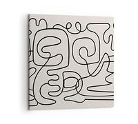 Deco Cadre Décoration Salon Ligne Chiffres Formes Moderne Impression sur Toile 50x50cm Image Tableau Decoration Murale Chambre Cuisine Carré Art Wall Decor Tableaux Decoratifs Muraux AC50x50-5121
