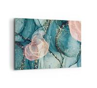 Deco Cadre Décoration Salon Liquide Or Rose Moderne Impression sur Toile 120x80cm Image Tableau Decoration Murale Chambre Cuisine Horizontal Art Wall Grand Tableaux Decoratifs Muraux AA120x80-4817