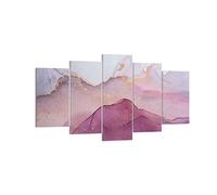 Deco Cadre Décoration Salon Marbre Rose Violet Moderne Impression sur Toile 160x85cm Image Tableau Decoration Murale Chambre Triptyque 5 parties Art Wall Tableaux Decoratifs Muraux EA160x85-4668