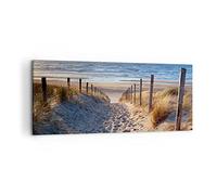 Deco Cadre Décoration Salon mer plage dune Moderne Impression sur Toile 120x50cm Image Tableau Decoration Murale Chambre Cuisine Panoramique Art Wall Grand Tableaux Decoratifs Muraux AB120x50-3612