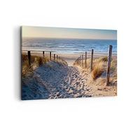 Deco Cadre Décoration Salon mer plage dune Moderne Impression sur Toile 120x80cm Image Tableau Decoration Murale Chambre Cuisine Horizontal Art Wall Grand Tableaux Decoratifs Muraux AA120x80-3612