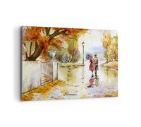 Deco Cadre Décoration Salon Météo pluie automne parc Moderne Impression sur Toile 120x80cm Image Tableau Decoration Murale Chambre Horizontal Art Wall Grand Tableaux Decoratifs Muraux AA120x80-2914