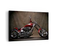 Deco Cadre Décoration Salon Moto Chrome Roues Moderne Impression sur Toile 120x80cm Image Tableau Decoration Murale Chambre Cuisine Horizontal Art Wall Grand Tableaux Decoratifs Muraux AA120x80-0172