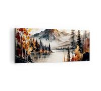 Deco Cadre Décoration Salon Nature Voir Montagnes Moderne Impression sur Toile 120x50cm Image Tableau Decoration Murale Chambre Panoramique Art Wall Grand Tableaux Decoratifs Muraux AB120x50-5783