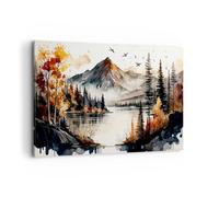 Deco Cadre Décoration Salon Nature Voir Montagnes Moderne Impression sur Toile 120x80cm Image Tableau Decoration Murale Chambre Horizontal Art Wall Grand Tableaux Decoratifs Muraux AA120x80-5783