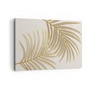 Deco Cadre Décoration Salon Or Feuilles Palmiers Moderne Impression sur Toile 120x80cm Image Tableau Decoration Murale Chambre Horizontal Art Wall Grand Tableaux Decoratifs Muraux AA120x80-4738
